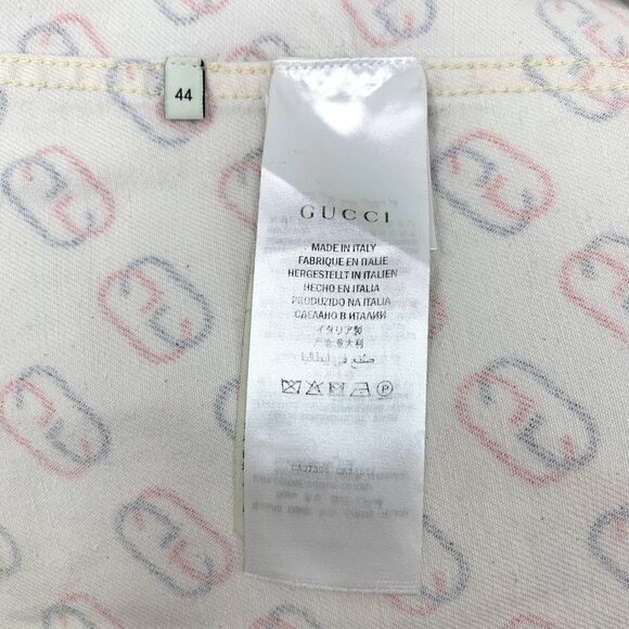 Gucci Color-Block Stripe Logo Print Full-Print Collared Cotton Long Sleeve Denim - Picture 6 of 8